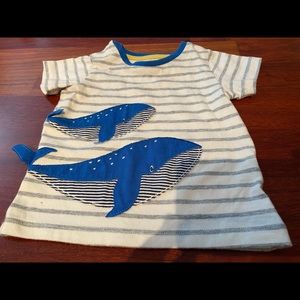 Mini Boden 6-12 month whale tee appliqué